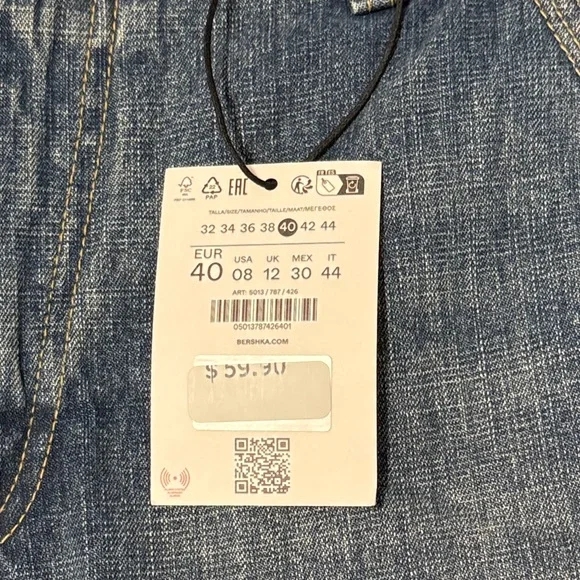 Bershka Baggy Balloon Fit High Rise Jeans Size 8 Tall NWT Barrel Leg - Picture 6 of 13